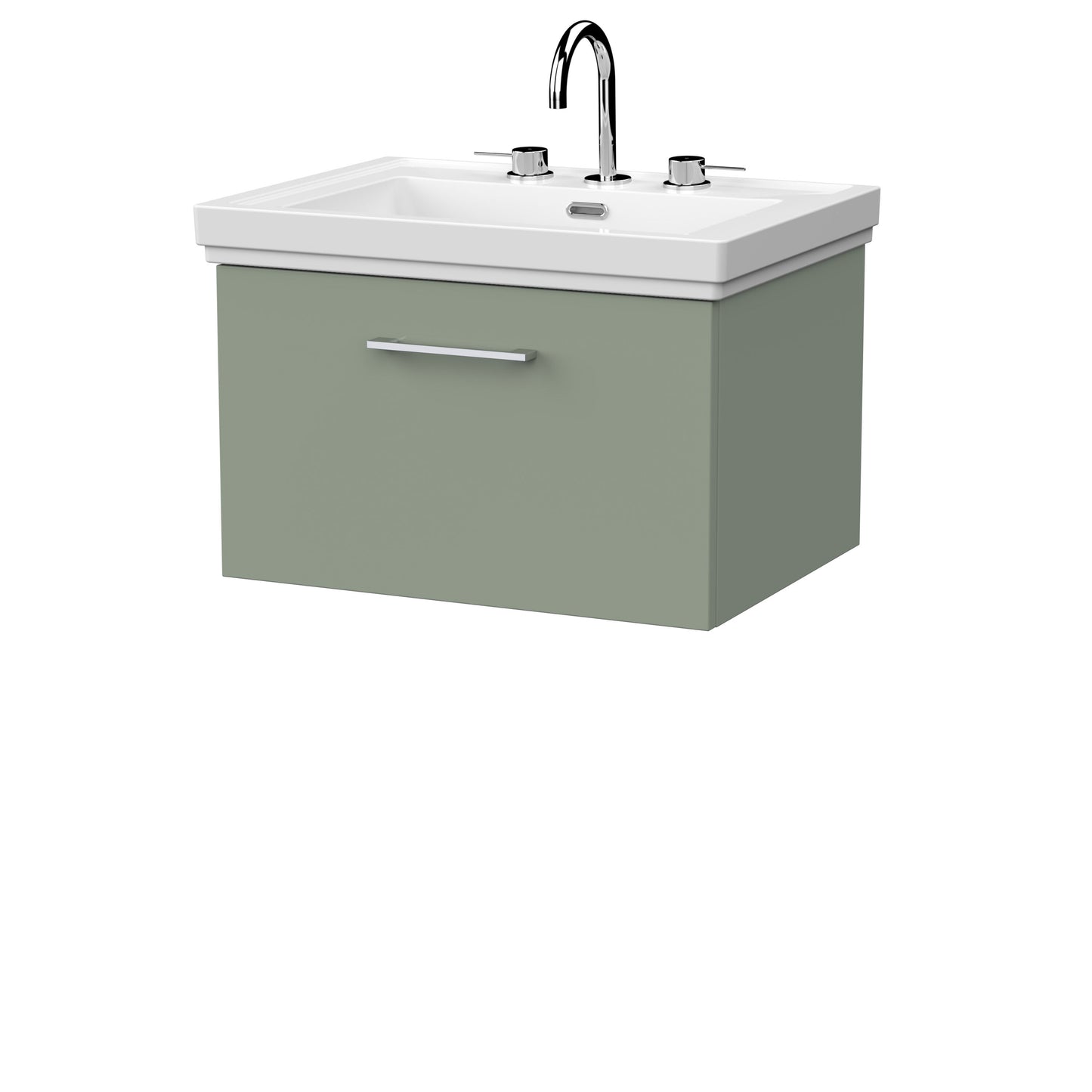 [BFSL3122B] Pershall Contemporary Wall Hung 1 Drawer Vanity Unit with Traditional 3 Tap Hole Fireclay Basin - Choice of Size and Colour - Cutout