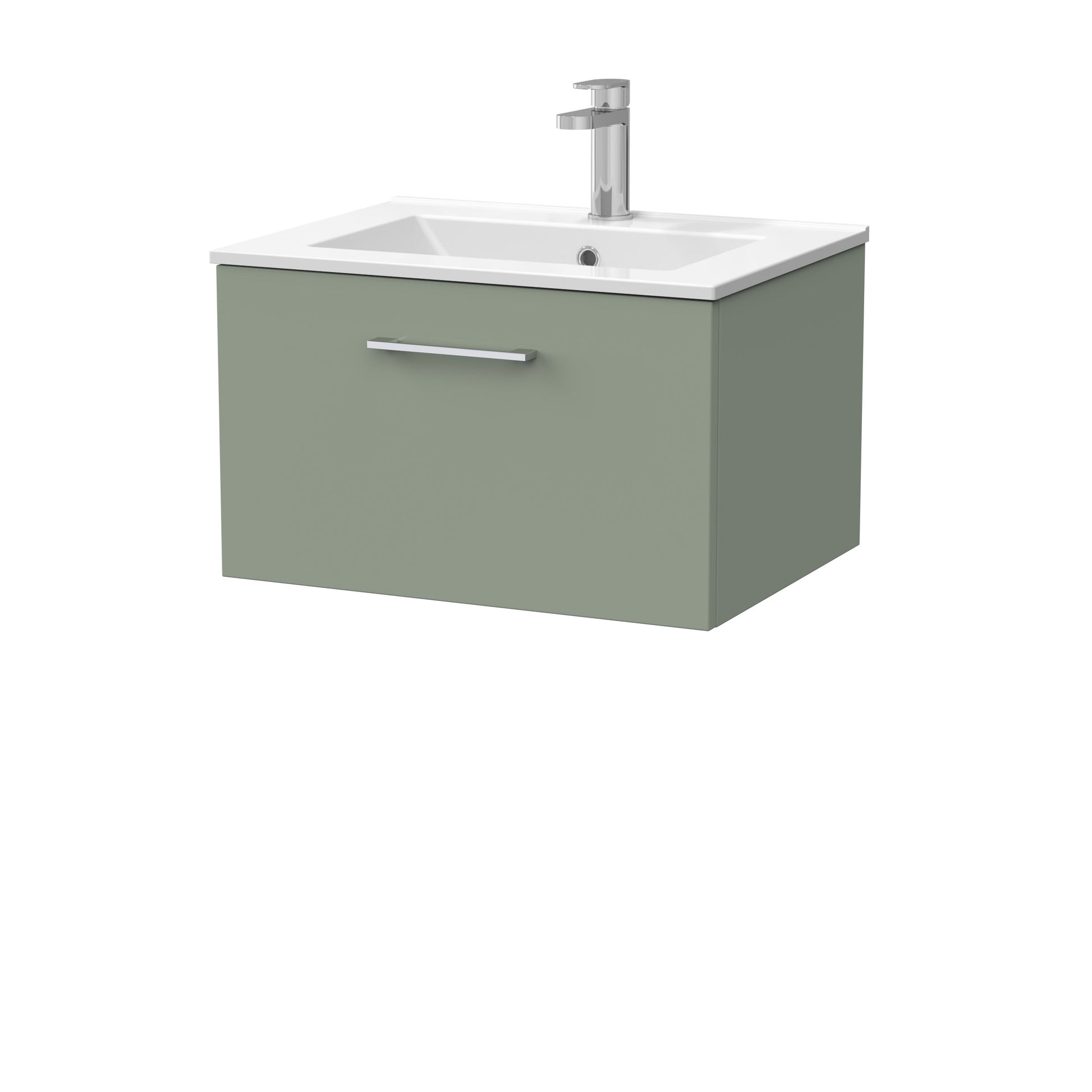 [BFSL3122C] Pershall Contemporary Wall Hung 1 Drawer Vanity Unit with Minimalist Ceramic Basin - Choice of Size and Colour - Cutout