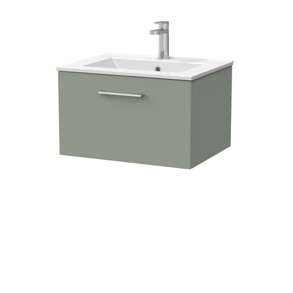 [BFSL3122C] Pershall Contemporary Wall Hung 1 Drawer Vanity Unit with Minimalist Ceramic Basin - Choice of Size and Colour - Cutout