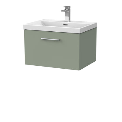 [BFSL3122E] Pershall Contemporary Wall Hung 1 Drawer Vanity Unit with Thin-Edge Ceramic Basin - Choice of Size and Colour - Cutout