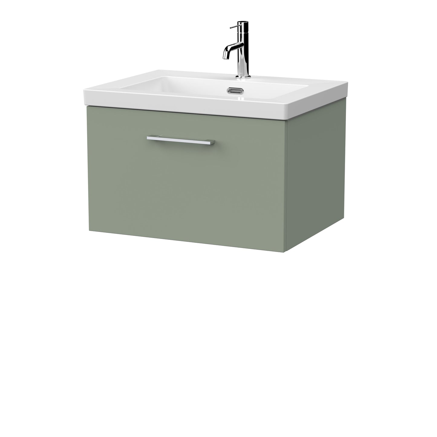 [BFSL3122L] Pershall Contemporary Wall Hung 1 Drawer Vanity Unit with 1 Tap Hole Fireclay Basin - Choice of Size and Colour - Cutout