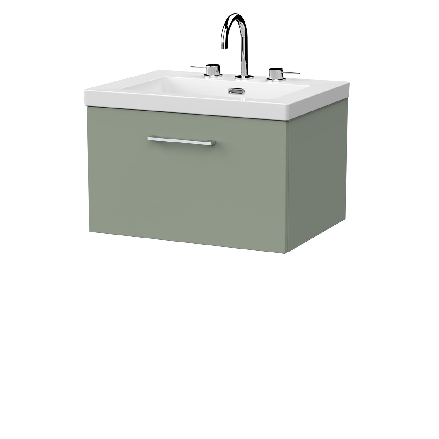 [BFSL3122M] Pershall Contemporary Wall Hung 1 Drawer Vanity Unit with 3 Tap Hole Fireclay Basin - Choice of Size and Colour - Cutout