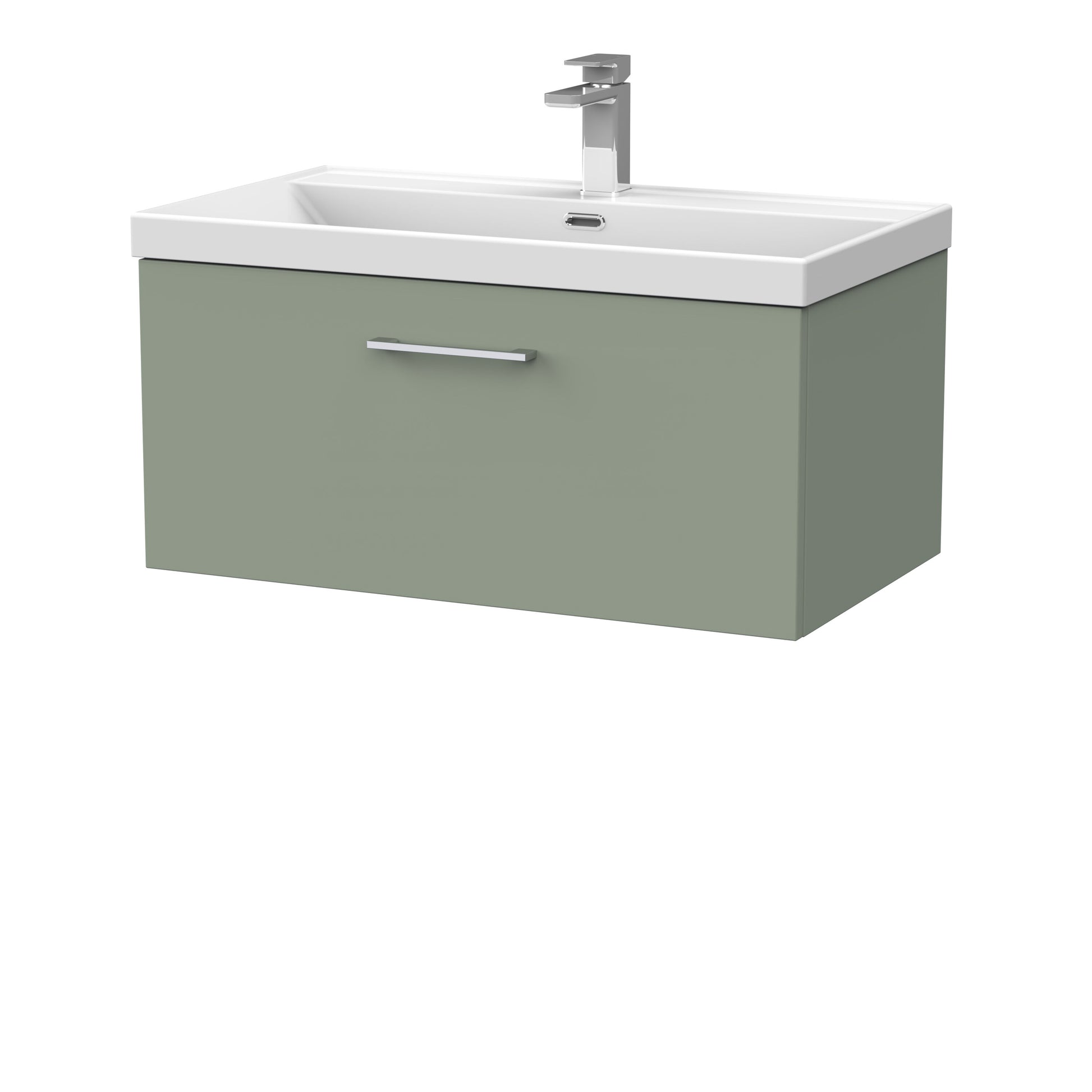 [BFSL3125E] Pershall Contemporary Wall Hung 1 Drawer Vanity Unit with Thin-Edge Ceramic Basin - Choice of Size and Colour - Cutout