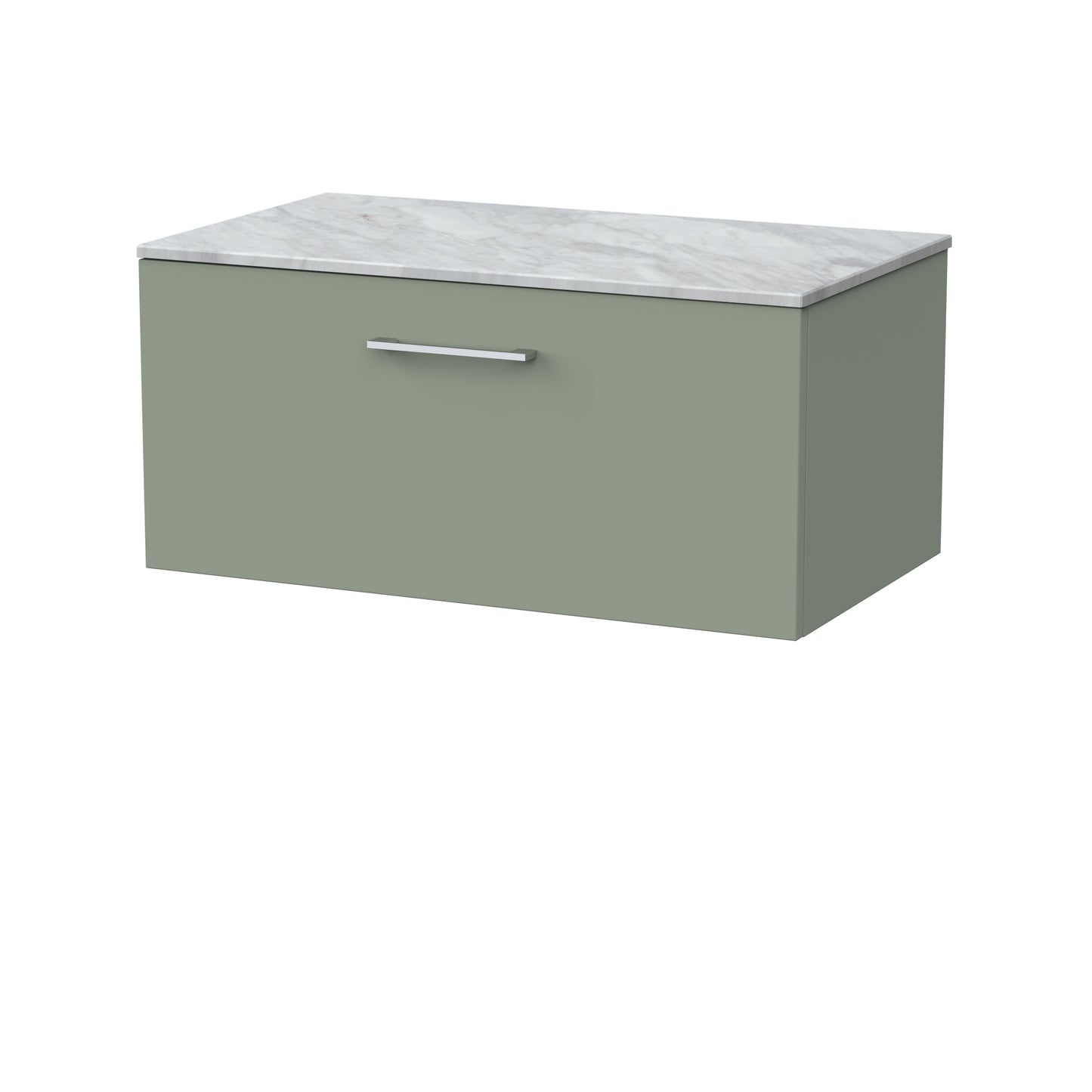 [BFSL3125GMT] Pershall Contemporary Wall Hung 1 Drawer Vanity Unit with Grey Marble Top - Choice of Size and Colour - Cutout