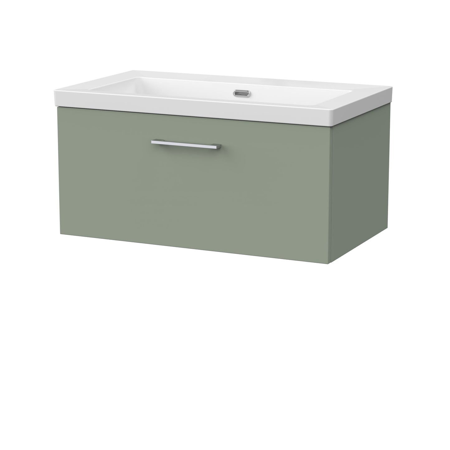 [BFSL3125K] Pershall Contemporary Wall Hung 1 Drawer Vanity Unit with 0 Tap Hole Fireclay Basin - Choice of Size and Colour - Cutout