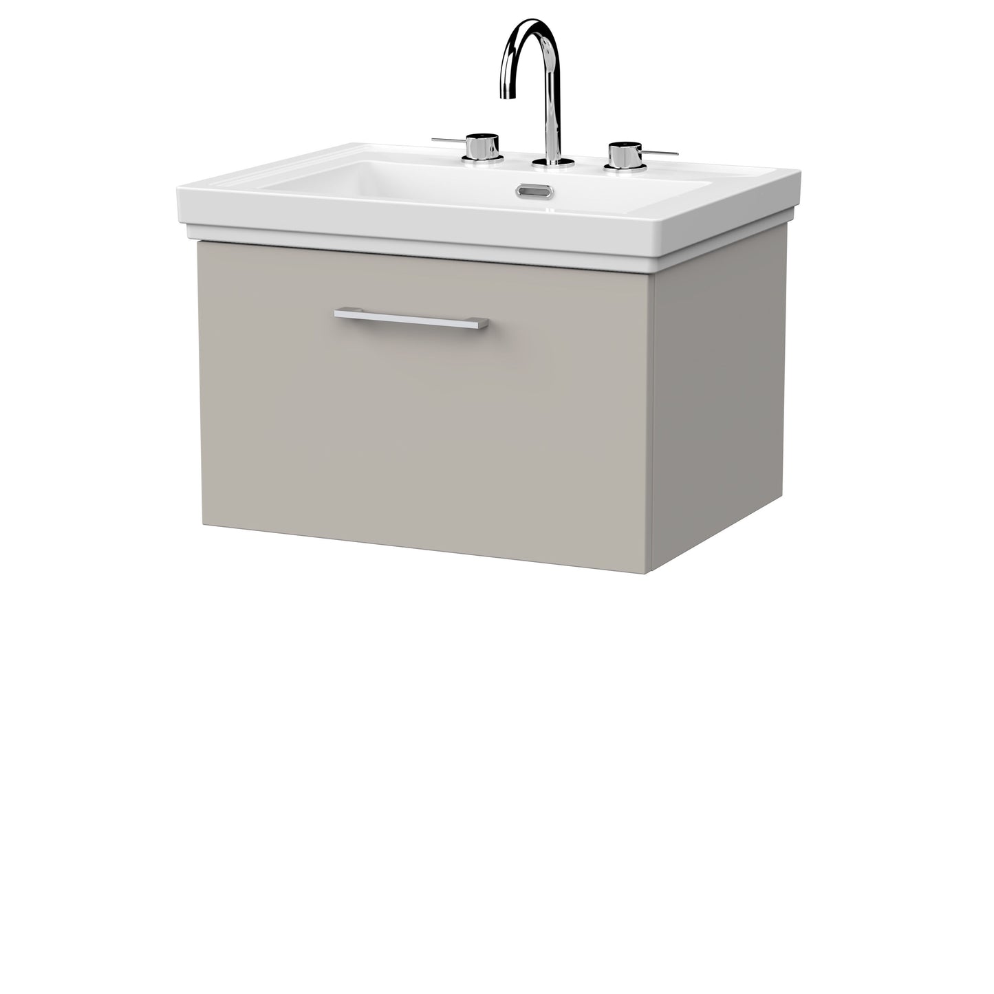 [BFSL3222B] Pershall Contemporary Wall Hung 1 Drawer Vanity Unit with Traditional 3 Tap Hole Fireclay Basin - Choice of Size and Colour - Cutout