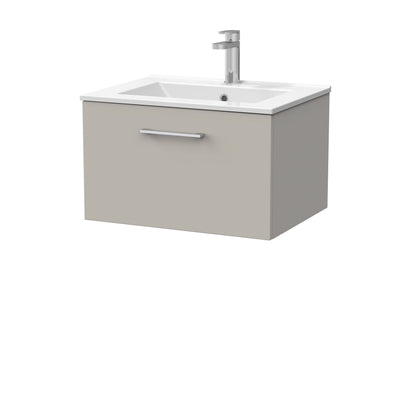 [BFSL3222C] Pershall Contemporary Wall Hung 1 Drawer Vanity Unit with Minimalist Ceramic Basin - Choice of Size and Colour - Cutout