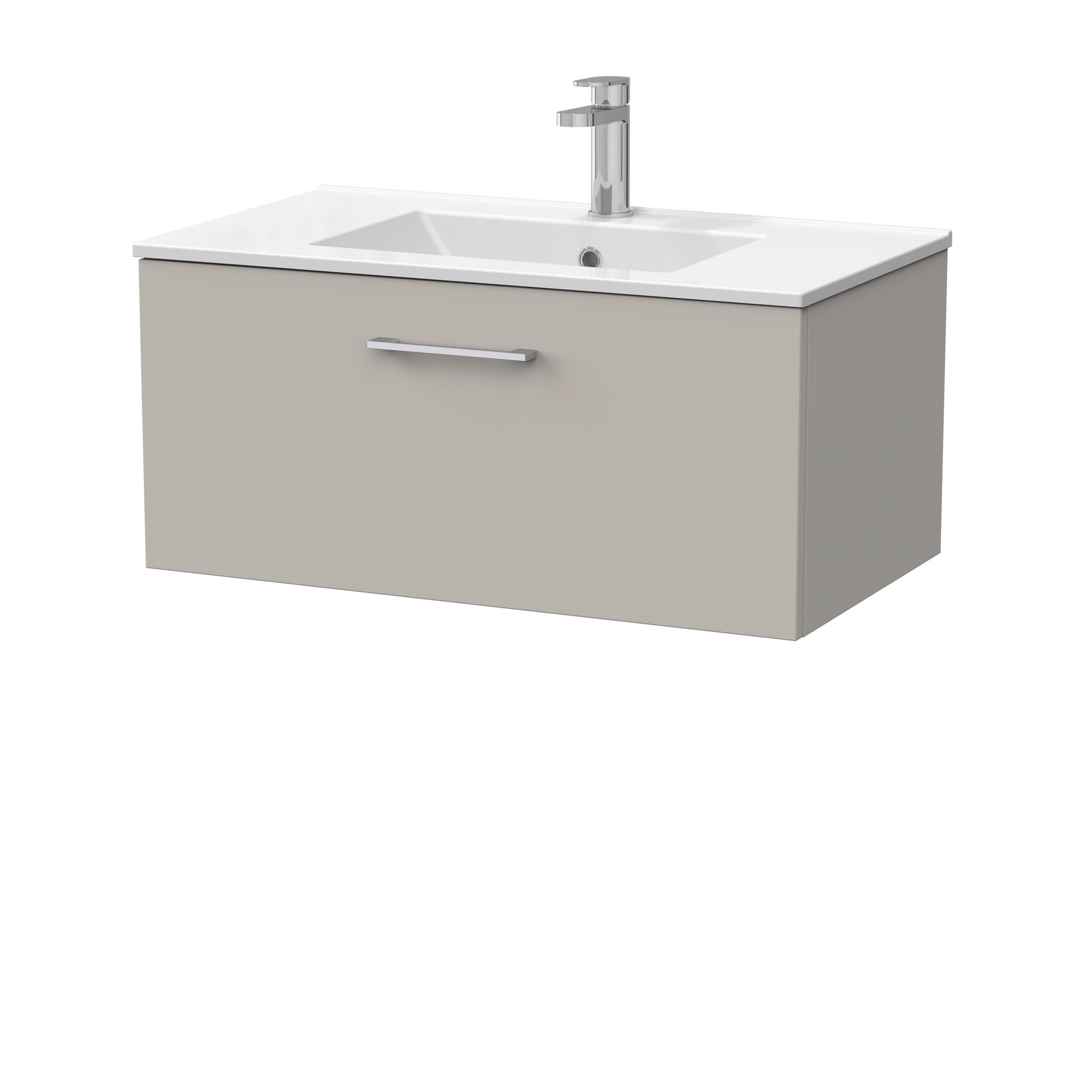 [BFSL3225C] Pershall Contemporary Wall Hung 1 Drawer Vanity Unit with Minimalist Ceramic Basin - Choice of Size and Colour - Cutout