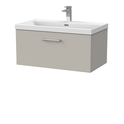 [BFSL3225E] Pershall Contemporary Wall Hung 1 Drawer Vanity Unit with Thin-Edge Ceramic Basin - Choice of Size and Colour - Cutout