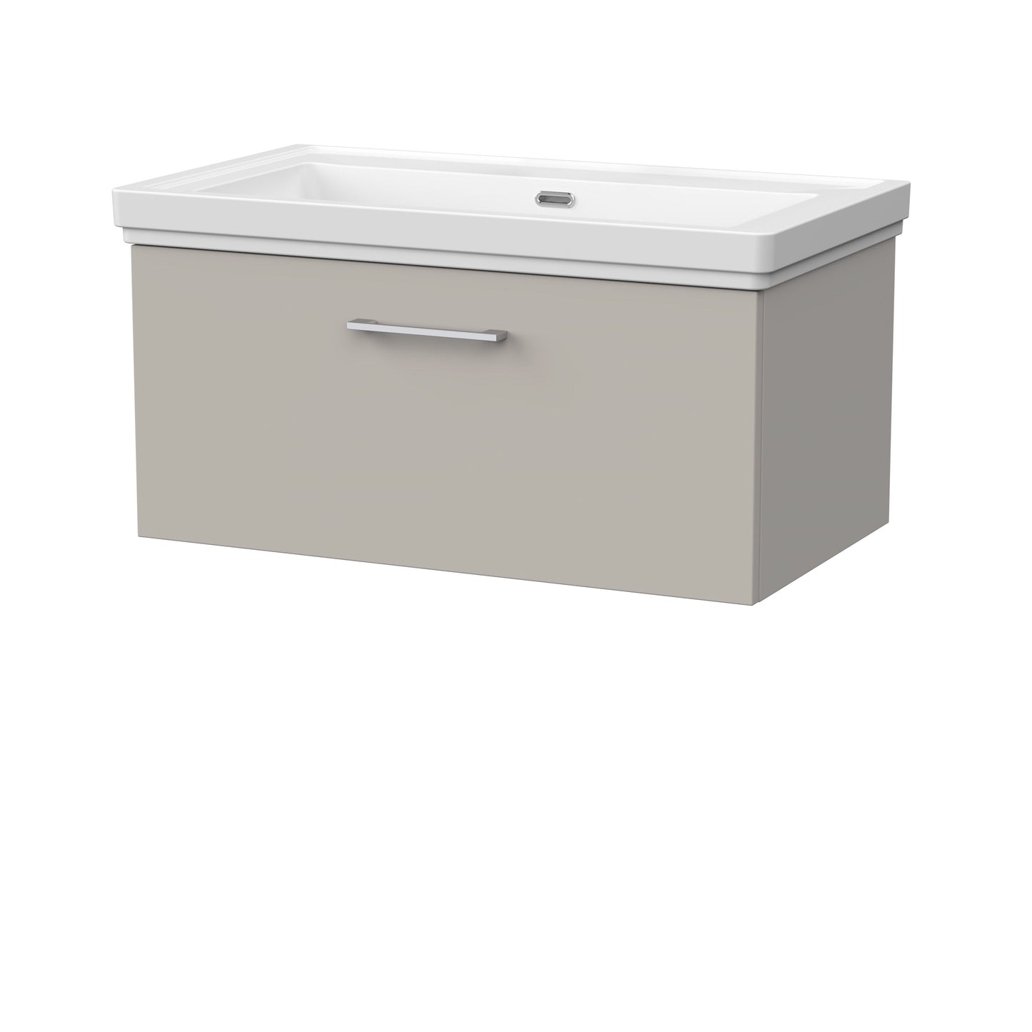 [BFSL3225H] Pershall Contemporary Wall Hung 1 Drawer Vanity Unit with Traditional 0 Tap Hole Fireclay Basin - Choice of Size and Colour - Cutout