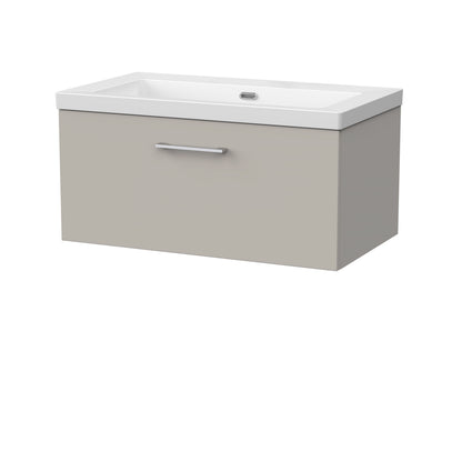 [BFSL3225K] Pershall Contemporary Wall Hung 1 Drawer Vanity Unit with 0 Tap Hole Fireclay Basin - Choice of Size and Colour - Cutout