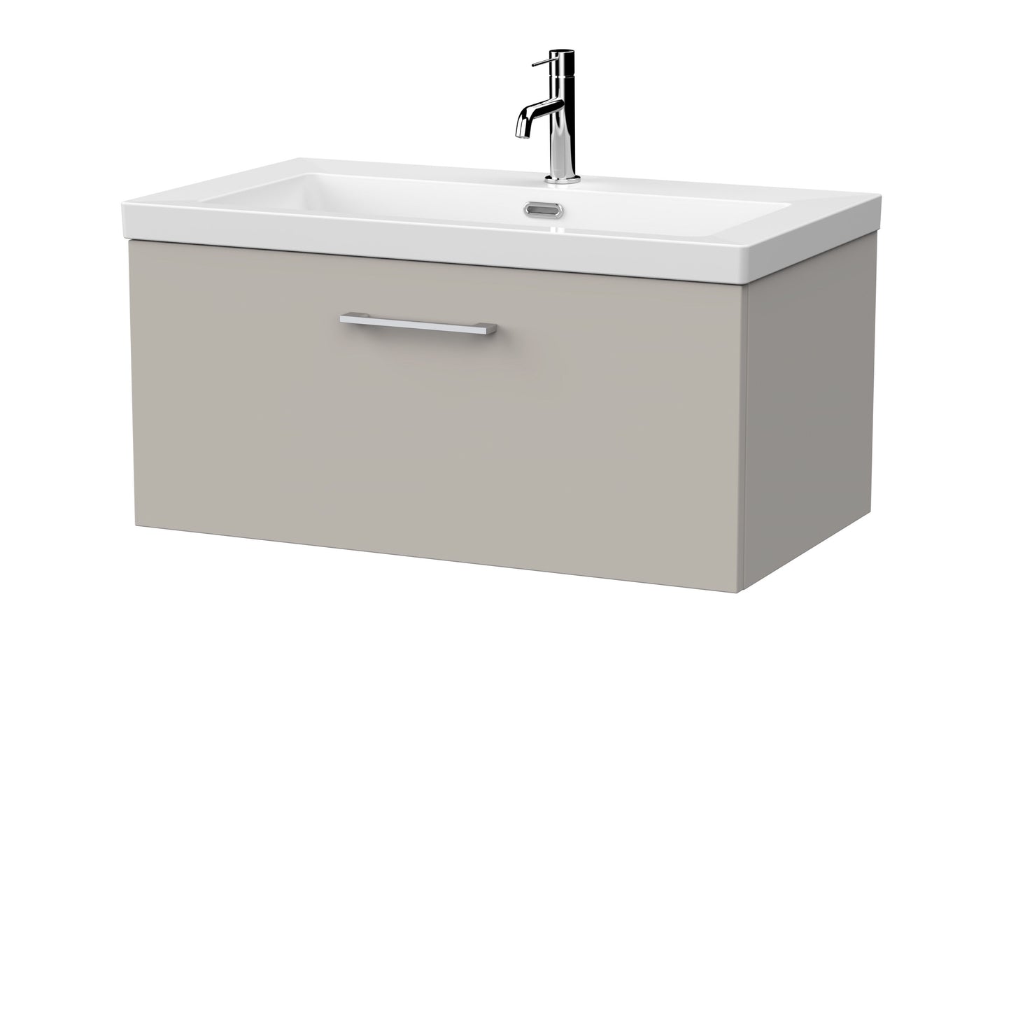 [BFSL3225L] Pershall Contemporary Wall Hung 1 Drawer Vanity Unit with 1 Tap Hole Fireclay Basin - Choice of Size and Colour - Cutout