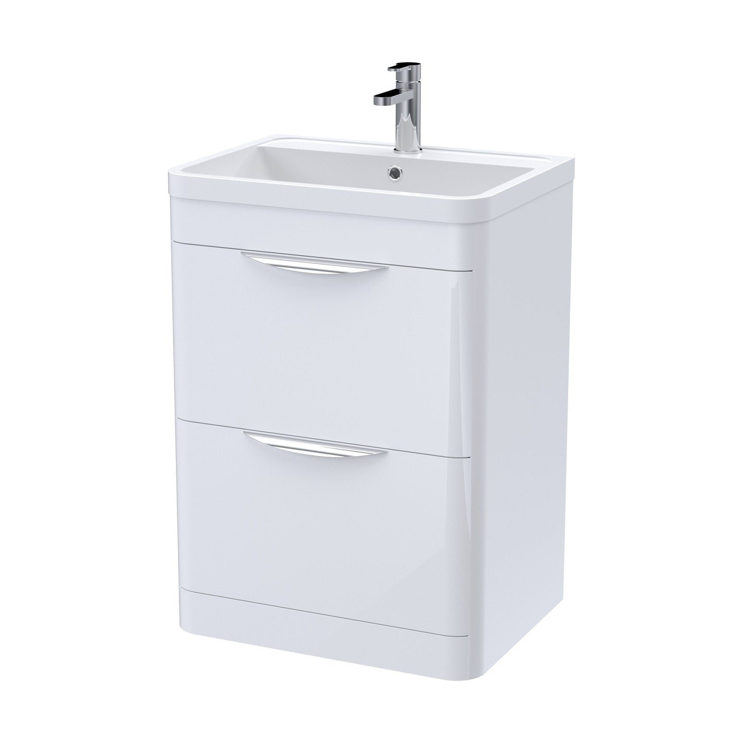 [BFWA001A] Balterley Wave Floor Standing 2 Drawer Vanity Unit Basin, Gloss White, 550mm - Cutout