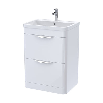 [BFWA001A] Balterley Wave Floor Standing 2 Drawer Vanity Unit Basin, Gloss White, 550mm - Cutout