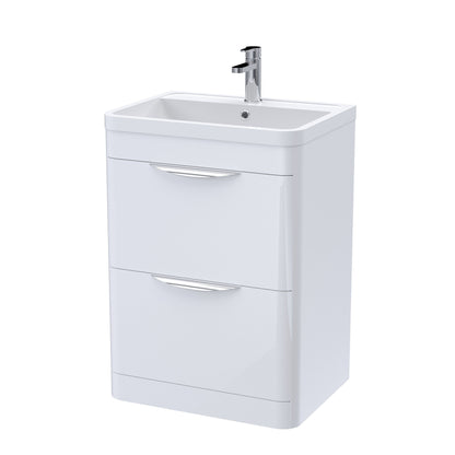 [BFWA001] Aldershawe Contemporary 2 Drawer Floor Standing Vanity Unit with Basin, Choice of Size and Colour - Cutout