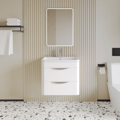 [BFWA002A] Aldershawe Modern 2-Drawer Wall Hung Vanity Basin Unit with Ceramic Basin - 600mm - Lifestyle 1