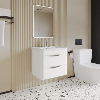 [BFWA002] Aldershawe Modern 2-Drawer Wall Hung Vanity Unit with Polymarble Basin, Choice of Size and Colour - Lifestyle 3