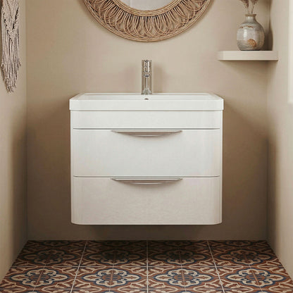 [BFWA002] Aldershawe Modern 2-Drawer Wall Hung Vanity Unit with Polymarble Basin, Choice of Size and Colour - Silo