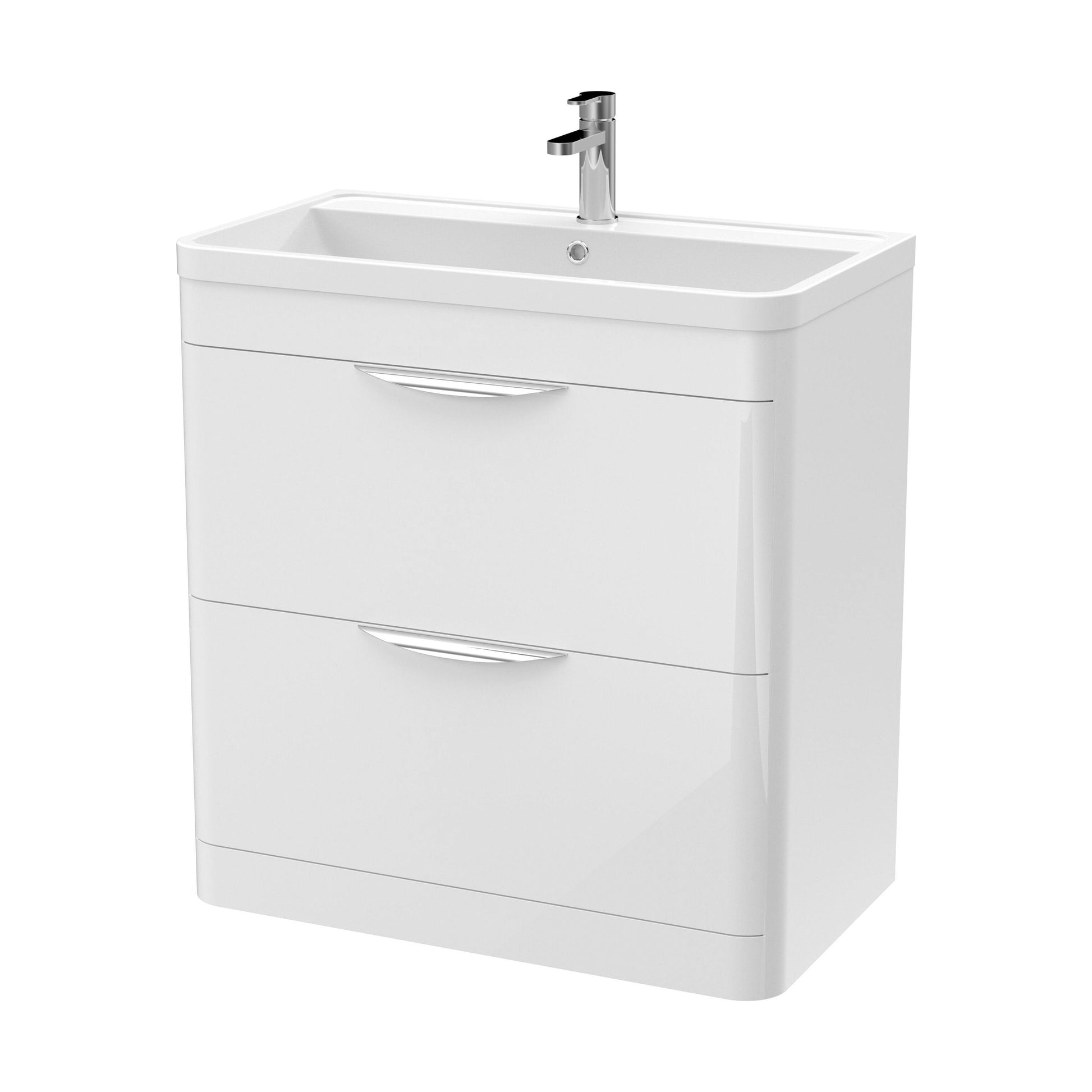 [BFWA004A] Aldershawe Floor Standing 2 Drawer Bathroom Vanity Basin Unit with Ceramic Basin, 800mm - Cutout