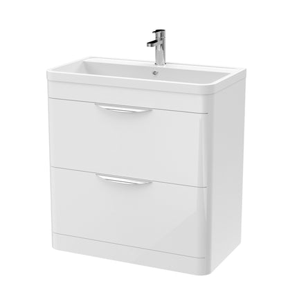 [BFWA004] Aldershawe Contemporary 2 Drawer Floor Standing Vanity Unit with Basin, Choice of Size and Colour - Cutout