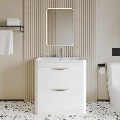 [BFWA004] Aldershawe Contemporary 2 Drawer Floor Standing Vanity Unit with Basin, Choice of Size and Colour - Lifestyle 1