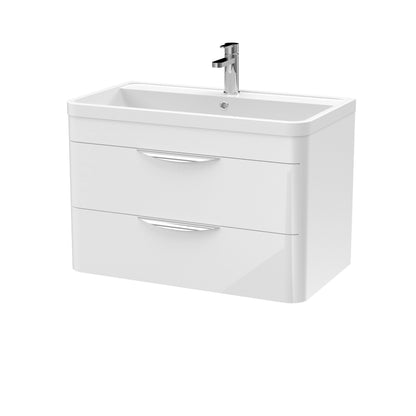 [BFWA005] Aldershawe Modern 2-Drawer Wall Hung Vanity Unit with Polymarble Basin, Choice of Size and Colour - Cutout