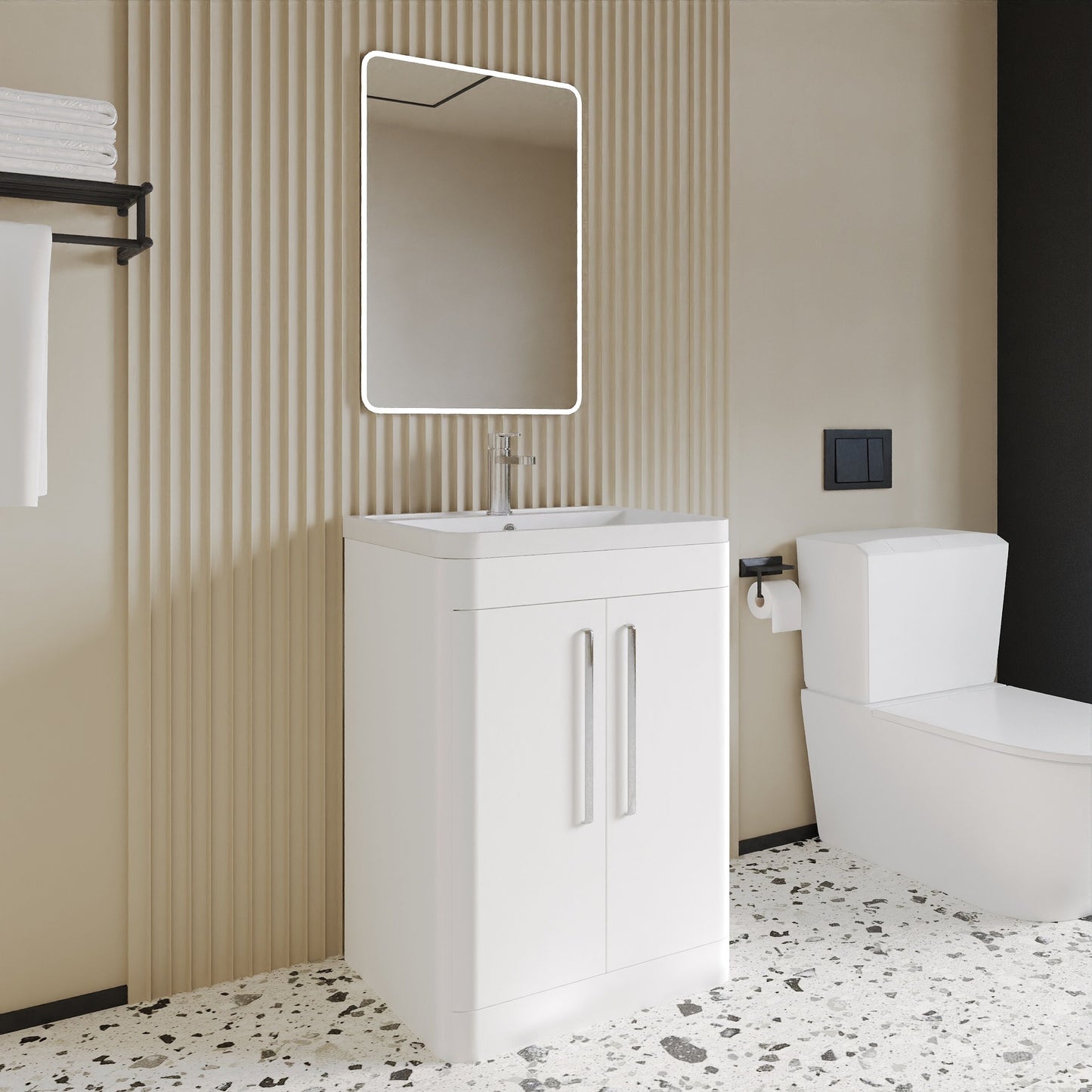 [BFWA010A] Aldershawe Modern Bathroom Floor Standing 2 Soft Close Door Vanity Basin Unit - Choice of Basin, Colour and Size - Lifestyle 3