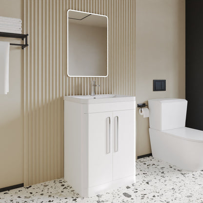 [BFWA010A] Aldershawe Modern Bathroom Floor Standing 2 Soft Close Door Vanity Basin Unit - Choice of Basin, Colour and Size - Lifestyle 3