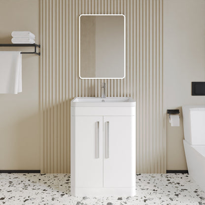 [BFWA010] Aldershawe Modern Bathroom Floor Standing 2 Soft Close Door Vanity Basin Unit - Choice of Basin, Colour and Size - Lifestyle 1