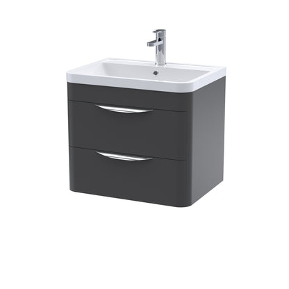 [BFWA1402] Aldershawe Modern 2-Drawer Wall Hung Vanity Unit with Polymarble Basin, Choice of Size and Colour - Cutout