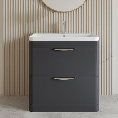 [BFWA1404A] Aldershawe Floor Standing 2 Drawer Bathroom Vanity Basin Unit with Ceramic Basin, 800mm - Silo