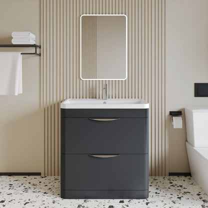 [BFWA1404] Aldershawe Contemporary 2 Drawer Floor Standing Vanity Unit with Basin, Choice of Size and Colour - Lifestyle 1