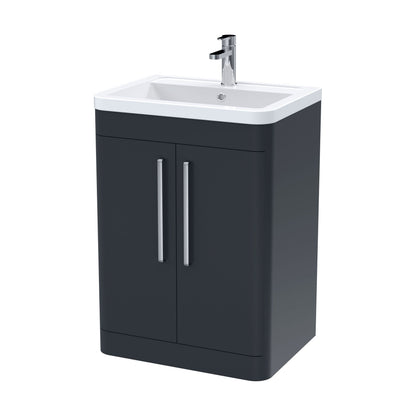 [BFWA1410A] Aldershawe Modern Bathroom Floor Standing 2 Soft Close Door Vanity Basin Unit - Choice of Basin, Colour and Size - Cutout