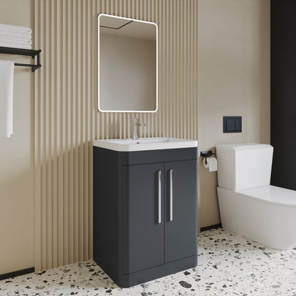 [BFWA1410] Aldershawe Modern Bathroom Floor Standing 2 Soft Close Door Vanity Basin Unit - Choice of Basin, Colour and Size - Lifestyle 3