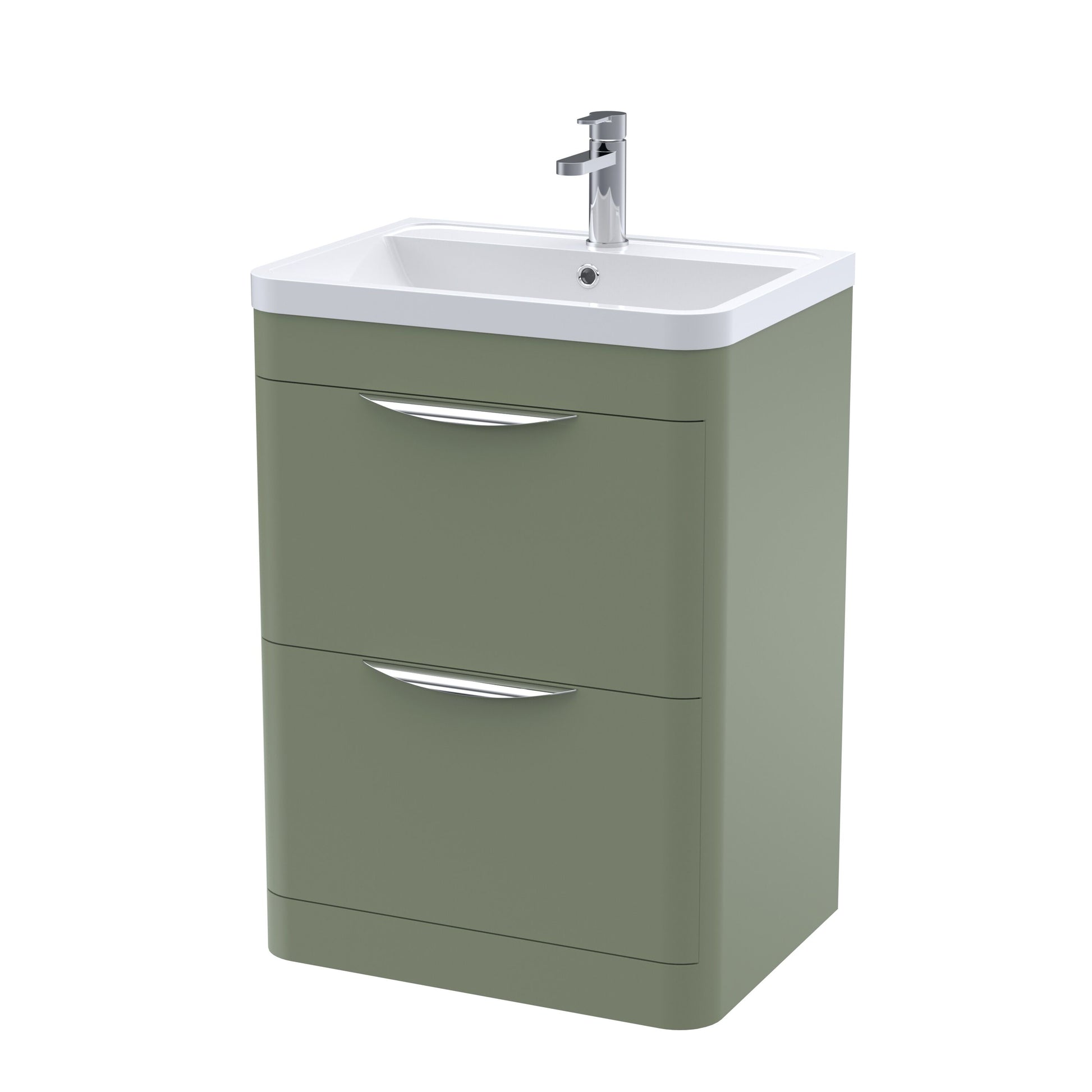 [BFWA801] Aldershawe Contemporary 2 Drawer Floor Standing Vanity Unit with Basin, Choice of Size and Colour - Cutout