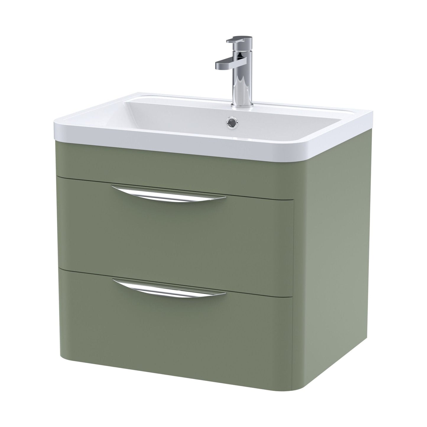 [BFWA802A] Aldershawe Modern 2-Drawer Wall Hung Vanity Basin Unit with Ceramic Basin - 600mm - Cutout