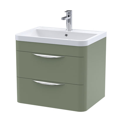 [BFWA802A] Aldershawe Modern 2-Drawer Wall Hung Vanity Basin Unit with Ceramic Basin - 600mm - Cutout