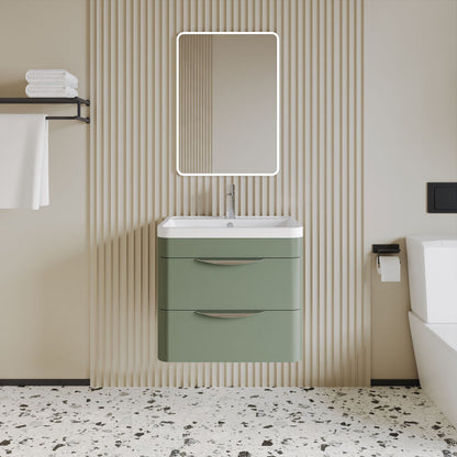 [BFWA802] Aldershawe Modern 2-Drawer Wall Hung Vanity Unit with Polymarble Basin, Choice of Size and Colour - Lifestyle 1