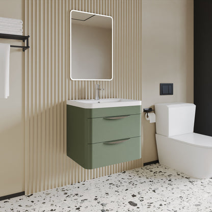 [BFWA802] Aldershawe Modern 2-Drawer Wall Hung Vanity Unit with Polymarble Basin, Choice of Size and Colour - Lifestyle 3