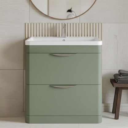 [BFWA804A] Aldershawe Floor Standing 2 Drawer Bathroom Vanity Basin Unit with Ceramic Basin, 800mm - Silo