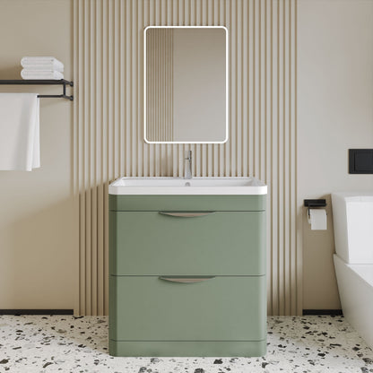 [BFWA804] Aldershawe Contemporary 2 Drawer Floor Standing Vanity Unit with Basin, Choice of Size and Colour - Lifestyle 1