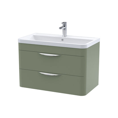 [BFWA805] Aldershawe Modern 2-Drawer Wall Hung Vanity Unit with Polymarble Basin, Choice of Size and Colour - Cutout