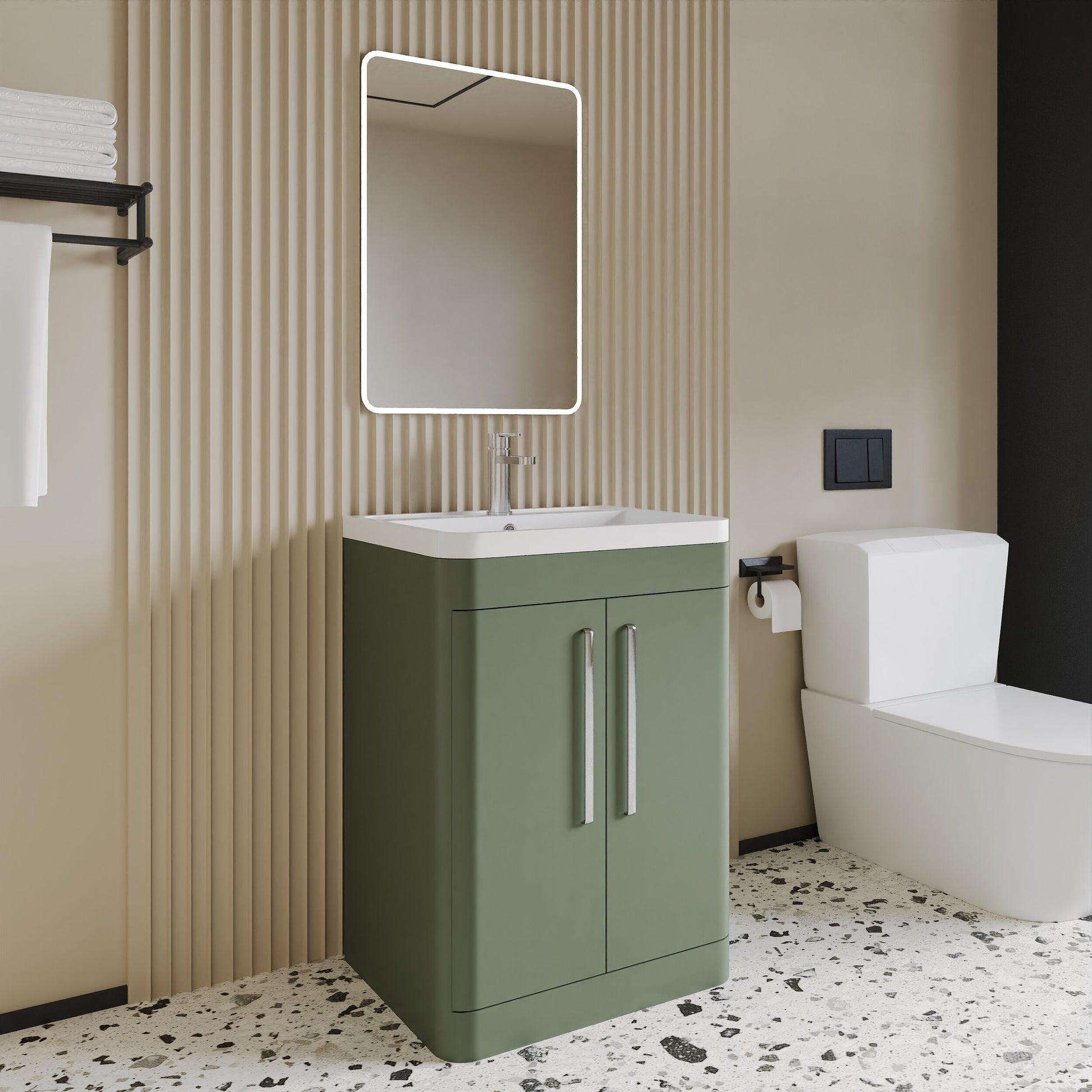 [BFWA810A] Aldershawe Modern Bathroom Floor Standing 2 Soft Close Door Vanity Basin Unit - Choice of Basin, Colour and Size - Lifestyle 3