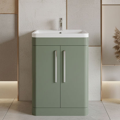 [BFWA810A] Aldershawe Modern Bathroom Floor Standing 2 Soft Close Door Vanity Basin Unit - Choice of Basin, Colour and Size - Silo