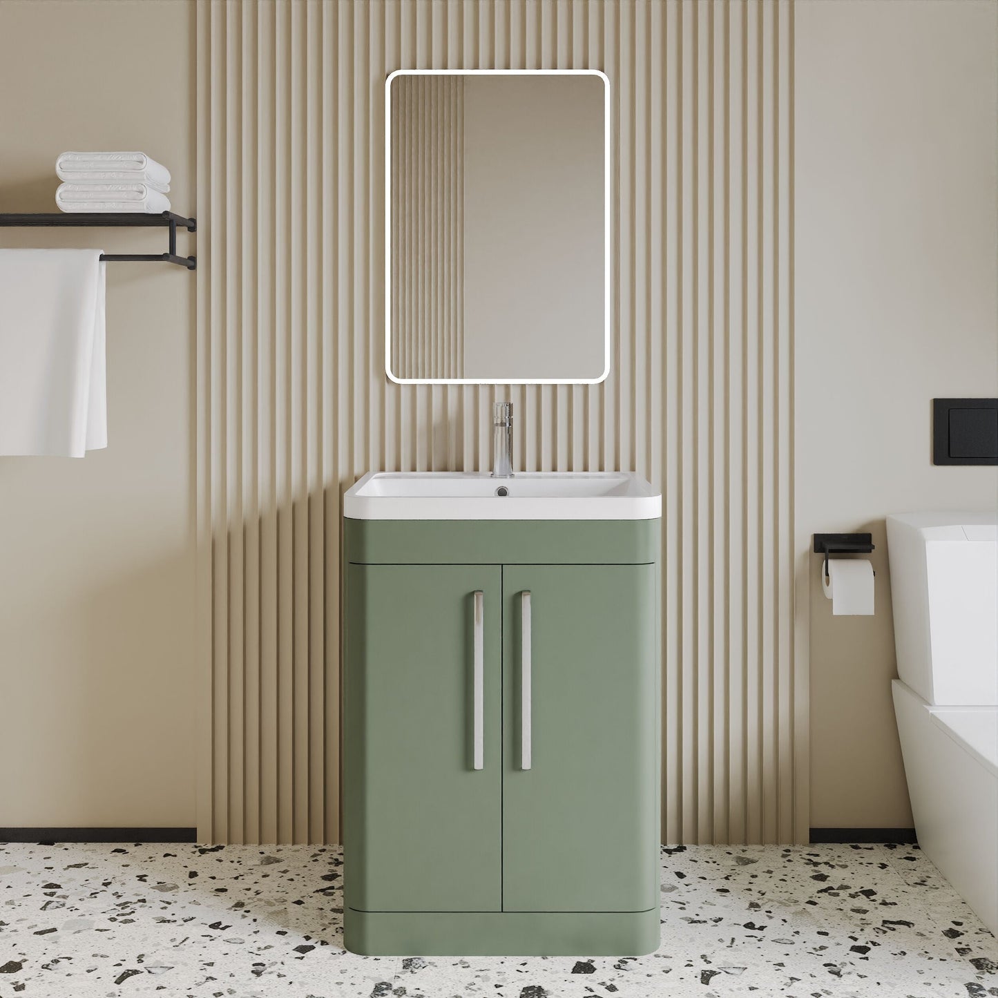[BFWA810] Aldershawe Modern Bathroom Floor Standing 2 Soft Close Door Vanity Basin Unit - Choice of Basin, Colour and Size - Lifestyle 1