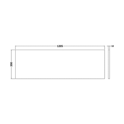 [BFWT1420] 1200 Worktop (1205x390x18mm) - Technical Drawing