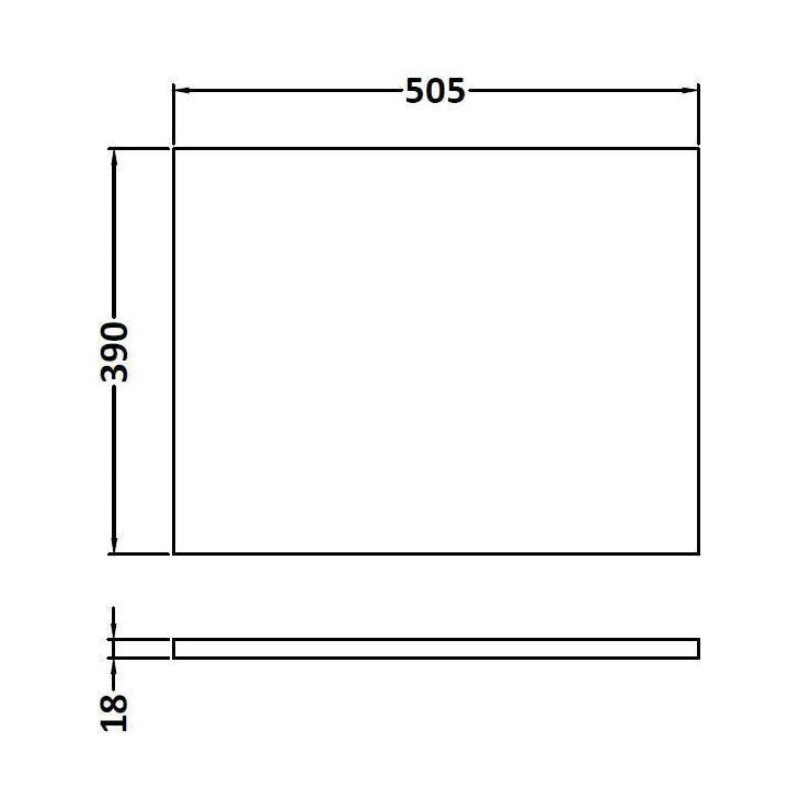 [BFWT150] 500 Worktop (505x390x18mm) - Technical Drawing