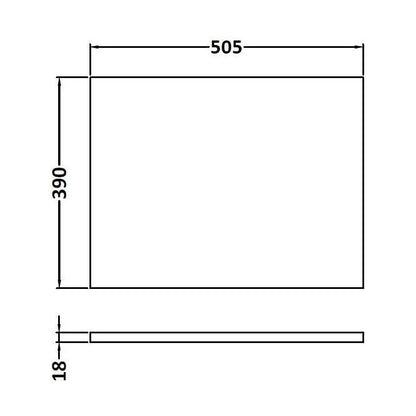 [BFWT150] 500 Worktop (505x390x18mm) - Technical Drawing