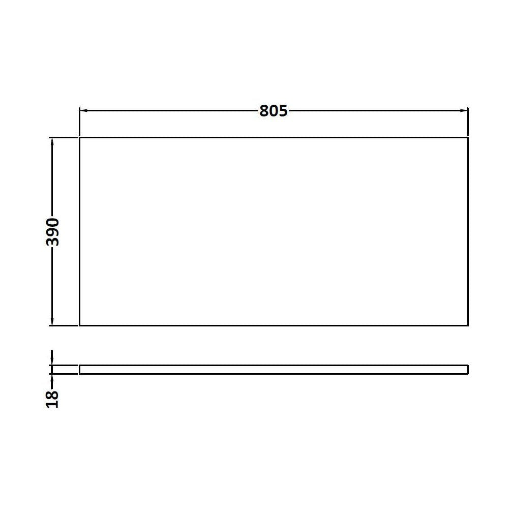 [BFWT170] 800 WORKTOP (805x390x18mm) - Technical Drawing