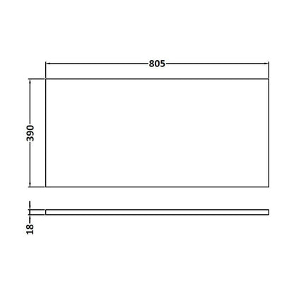 [BFWT170] 800 WORKTOP (805x390x18mm) - Technical Drawing